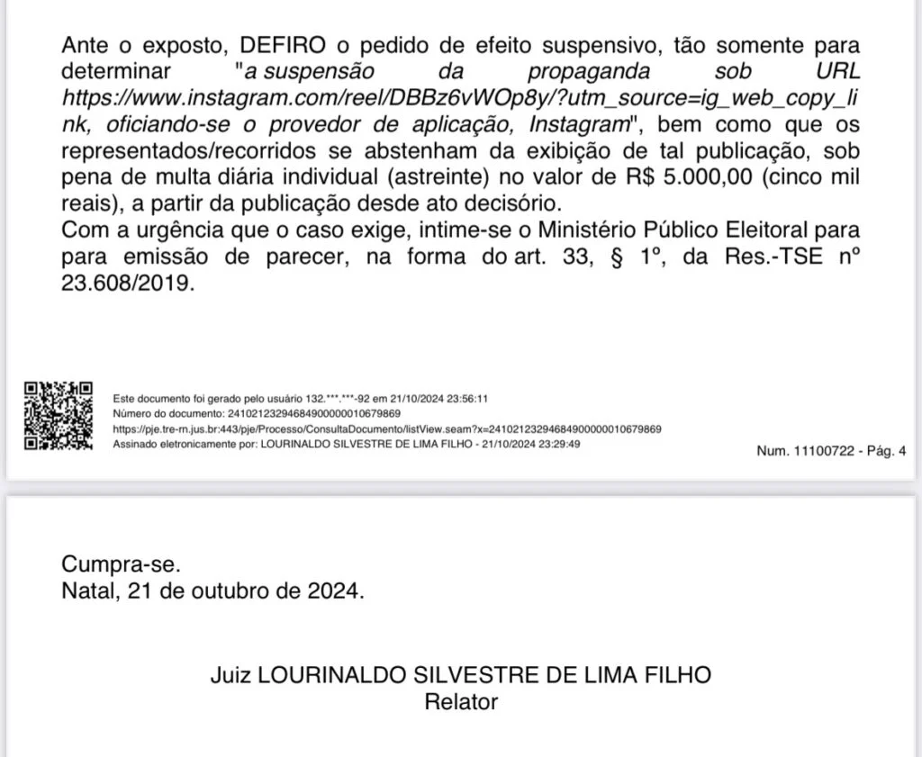 Justiça fala em deslealdade e manda Paulinho Freire tirar do ar fake news que diz que Natália apoia furto e roubo de celular